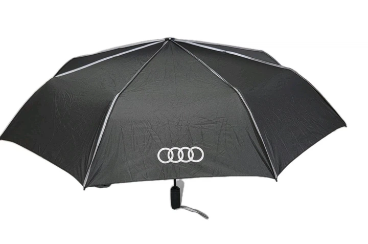 Зонт складной чёрный Audi Pocket Umbrella автоматический ветрозащитный светоотражающий - изображение 2