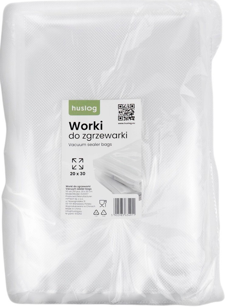 Worki próżniowe Huslog 20x30 cm 50 szt (HUS1017) - obraz 1
