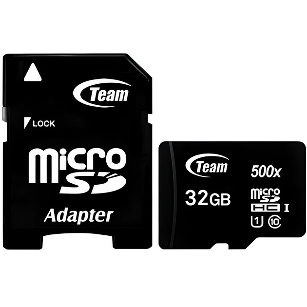Карта пам’яті Team Group microSDHC 32 ГБ UHS-I Class 10 з SD-адаптером, швидкість читання до 100 МБ/с, запис до 20 МБ/с (TUSDH32GCL10U03) - Фото 2 Карта пам’яті Team Group microSDHC 32 ГБ UHS-I Class 10 з SD-адаптером, швидкість читання до 100 МБ/с, запис до 20 МБ/с (TUSDH32GCL10U03) - зображення 2