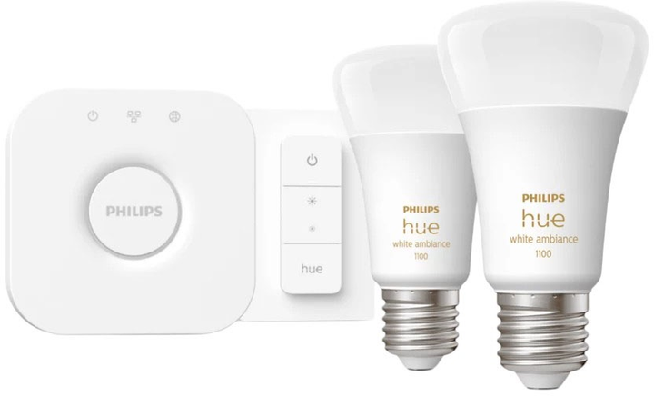 Zestaw startowy Philips 2 x inteligentne żarówki E27 1100 + regulator przyciemniania Hue Dimmer switch (8719514291812) - obraz 2