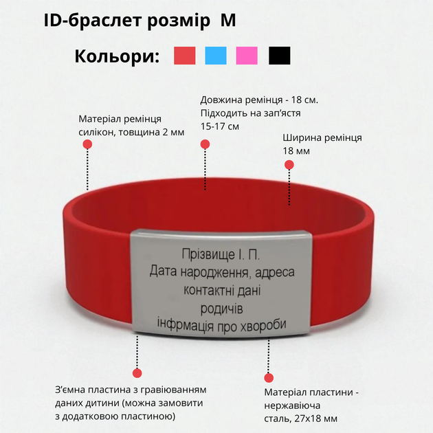Черный ID-браслет с гравировкой на силиконовом ремешке, размер М - Фото 3 Черный ID-браслет с гравировкой на силиконовом ремешке, размер М - изображение 3