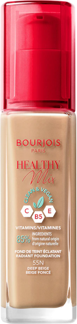 Podkład do twarzy Bourjois Healthy Mix Clean & Vegan 55N Deep Beige 30 ml (3616303397326) - obraz 1