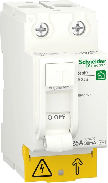 Диференційний вимикач навантаження Schneider Electric RESI9 25A 30мA 2P тип АС R9R51225 - Фото 1 Диференційний вимикач навантаження Schneider Electric RESI9 25A 30мA 2P тип АС R9R51225 - изображение 1