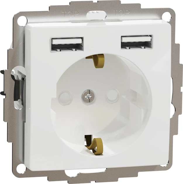 Розетка Schneider Electric Sedna Design з заземленням + 2 USB тип А Білий SDD111052 - Фото 1 Розетка Schneider Electric Sedna Design з заземленням + 2 USB тип А Білий SDD111052 - изображение 1
