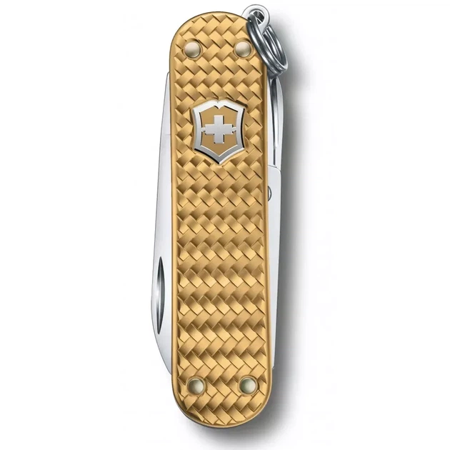 Складной нож Victorinox Classic SD Precious Alox для повседневного использования золотистый рифленый 5 функций - изображение 2