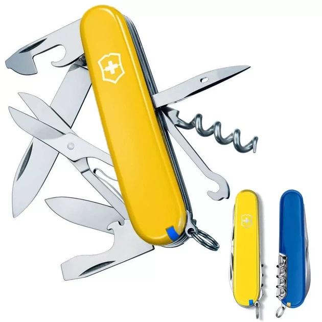 Складаний ніж Victorinox Climber багатофункціональний для туризму та активного відпочинку жовто-синій - зображення 2