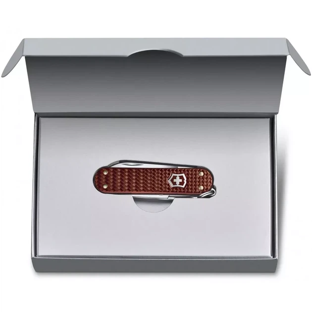 Складной нож Victorinox Classic SD Alox для повседневного использования коричневый рифленый 5 функций - изображение 5