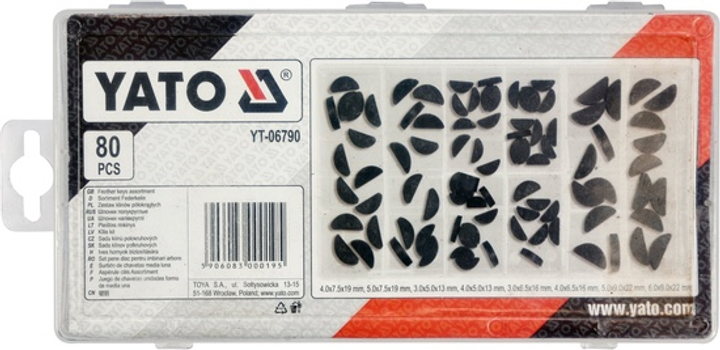 Kliny półokrągłe YATO różnych rozmiarów 80 szt (YT-06790) - obraz 2