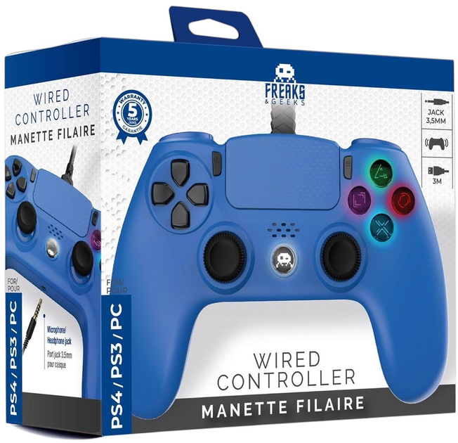 Kontroler Freaks and Geeks PS4 Wired Controller Blue (3701625903895) - obraz 3