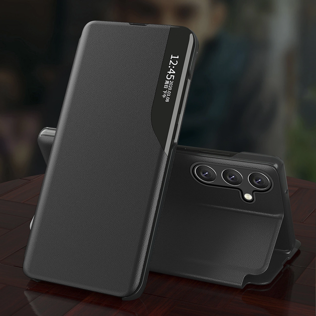 Etui z klapką Hurtel Eco Leather View Case do Samsung Galaxy S25 Black (5907769367656) - obraz 3