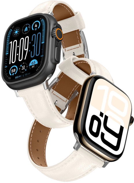 Ремінець AMAZINGTHING Class Band для Apple Watch 45 / 46 / 49 мм Light Beige (4896238001249) - зображення 1