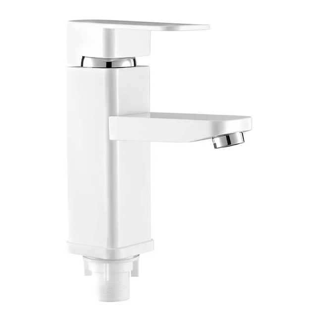 Смеситель для умывальника PLAMIX Kub-001 White (с подводкой) (PM0611) - Фото 1 Смеситель для умывальника PLAMIX Kub-001 White (с подводкой) (PM0611) - изображение 1