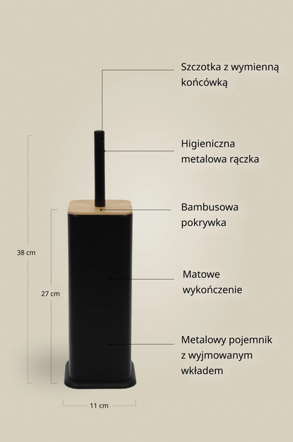 Щітка для туалету Nuxio Zetru з бамбуковою кришкою (5902973461503) - зображення 5