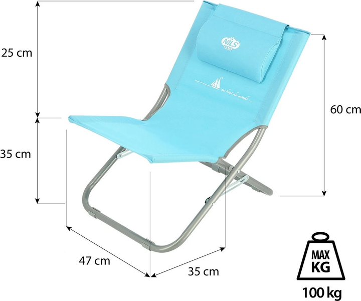 Krzesło plażowe Nils Camp NC3136 z poduszką Niebieskie (5907695593143) - obraz 10