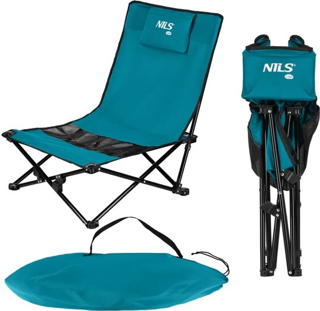 Krzesło plażowe Nils Camp NC3306 Niebiesko-szare (5908261680922) - obraz 2