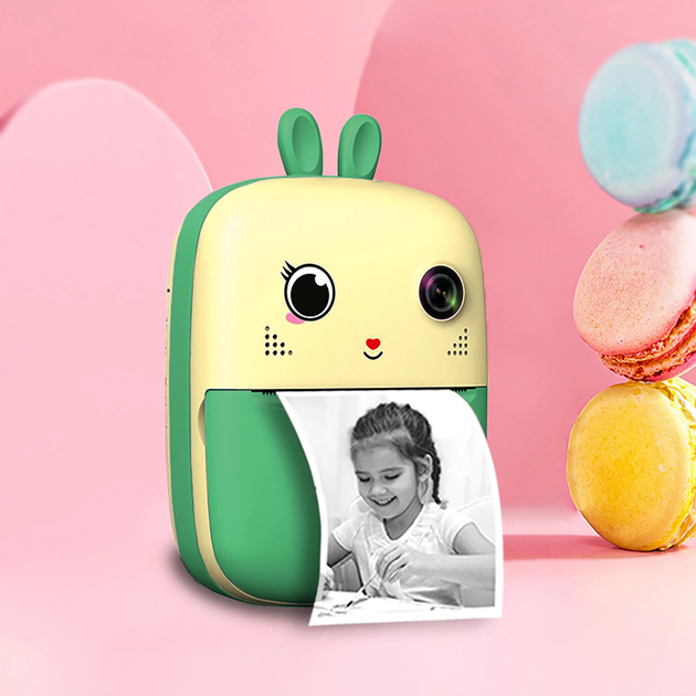 Aparat cyfrowy dla dzieci Hurtel Mini Thermal Printer for Kids with Camera and Camcorder Green (5907769364440) - obraz 2