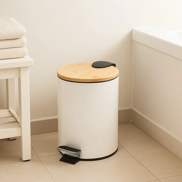 Кошик для ванної кімнати Nuxio Zetru з бамбуком 3L Білий (5902973461589) - зображення 11