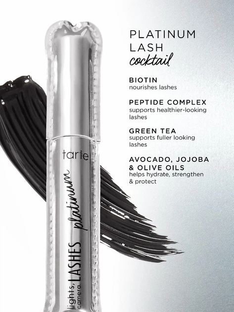 Тушь - сыворотка для ресниц Tarte Cosmetics Lights Camera Lashes Platinum Mascara, черная, 9ml - изображение 3