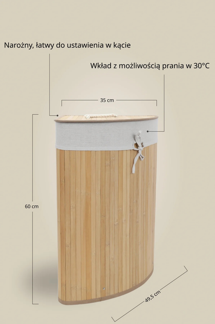 Кошик для білизни кутовий Nuxio Arco 60L (5902973462135) - зображення 4