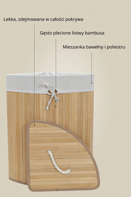 Кошик для білизни кутовий Nuxio Arco 60L (5902973462135) - зображення 5