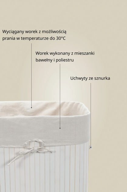 Кошик для білизни з бамбука Nuxio Zora 72L (5902973462159) - зображення 6