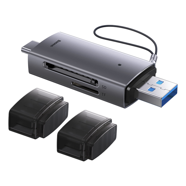 Кардридер Baseus Airjoy USB-A & USB-C to SD/TF Grey (WKQX060113) [83622] - изображение 2