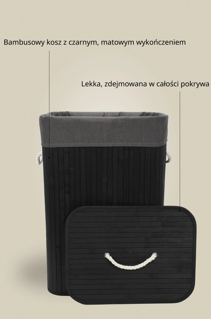 Кошик для білизни з бамбука Nuxio Sade 80L (5902973462166) - зображення 8