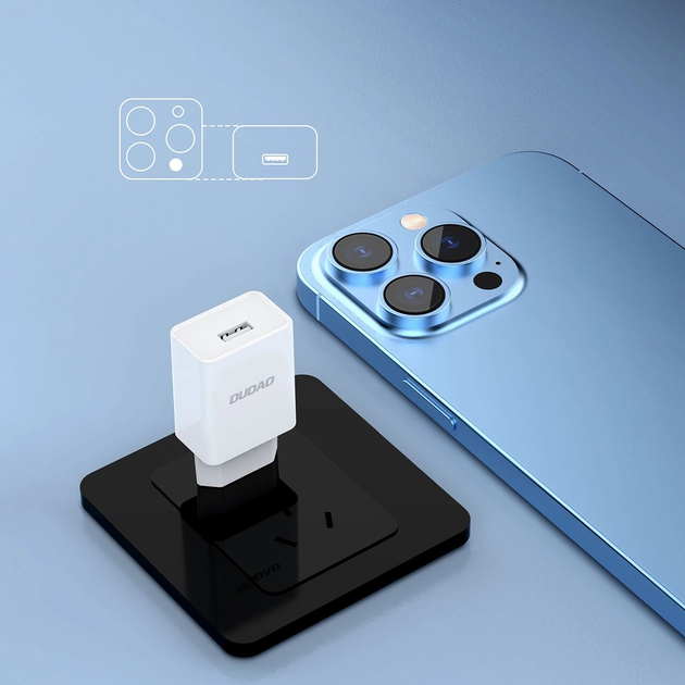 Мережевий зарядний пристрій Dudao A4EU USB-A 2.1A + кабель USB-A - USB-C White (6976625331970) - зображення 7