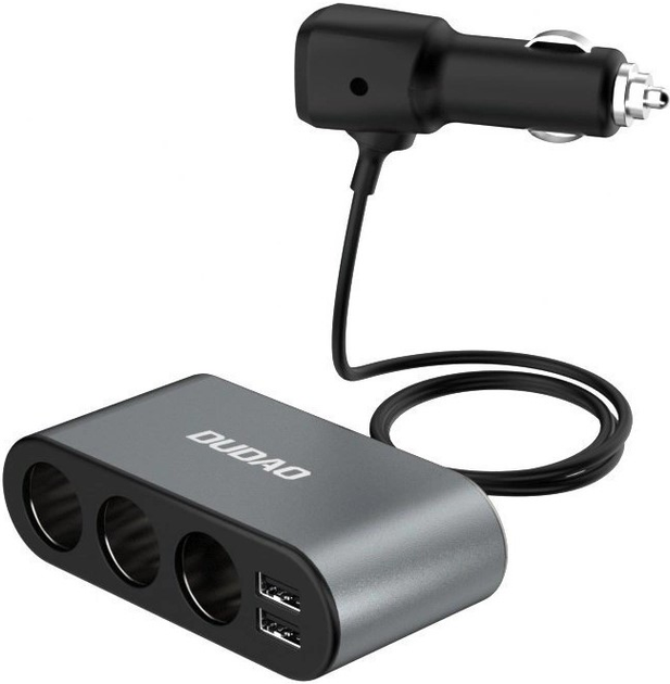 Ładowarka samochodowa Dudao R1PRO 2x USB / 3x rozdzielacz gniazda zapalniczki Gray (6973687240547) - obraz 2