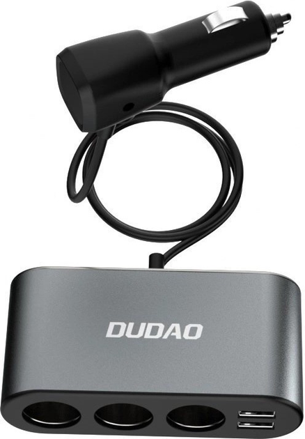 Ładowarka samochodowa Dudao R1PRO 2x USB / 3x rozdzielacz gniazda zapalniczki Gray (6973687240547) - obraz 3
