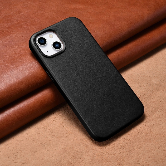 Панель iCarer Real Cowhide Premium Leather Magsafe для Apple iPhone 14 Black (WMI14220705-BK) - зображення 13