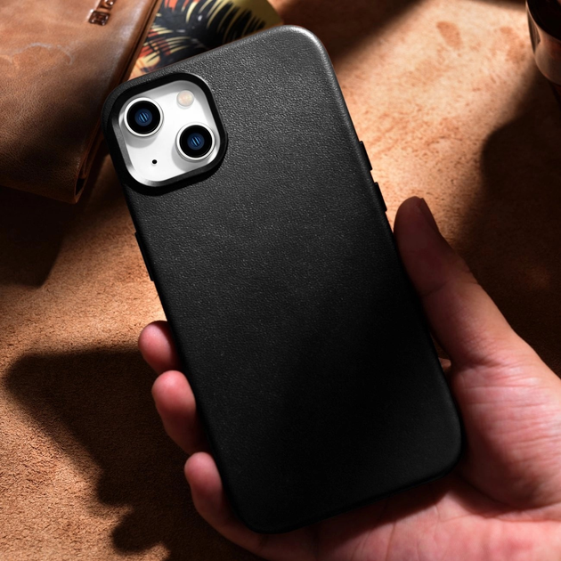 Панель iCarer Real Cowhide Premium Leather Magsafe для Apple iPhone 14 Black (WMI14220705-BK) - зображення 16