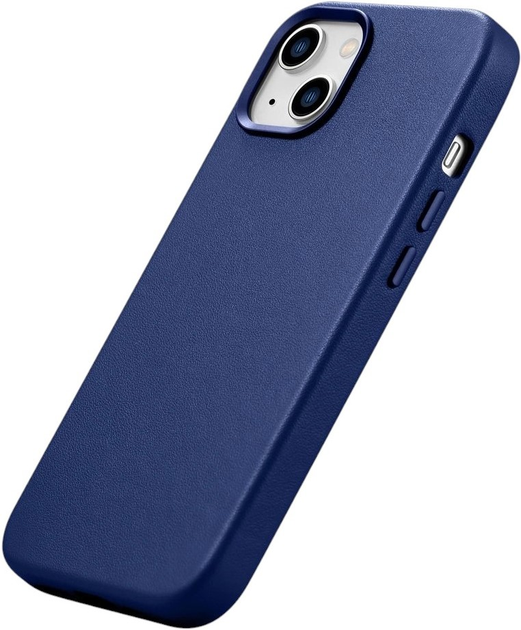 Панель iCarer Real Cowhide Premium Leather Magsafe для Apple iPhone 14 Blue (WMI14220705-BU) - зображення 5