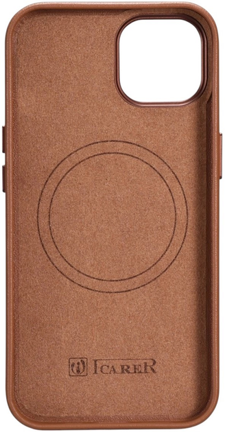 Etui iCarer Real Cowhide Premium Leather Magsafe do Apple iPhone 14 Plus Brown (WMI14220707-BN) - obraz 3