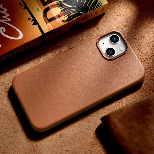 Etui iCarer Real Cowhide Premium Leather Magsafe do Apple iPhone 14 Plus Brown (WMI14220707-BN) - obraz 15