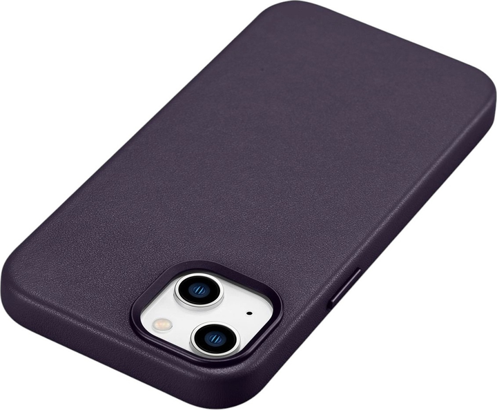 Панель iCarer Real Cowhide Premium Leather Magsafe для Apple iPhone 14 Plus Dark Purple (WMI14220707-DP) - зображення 6