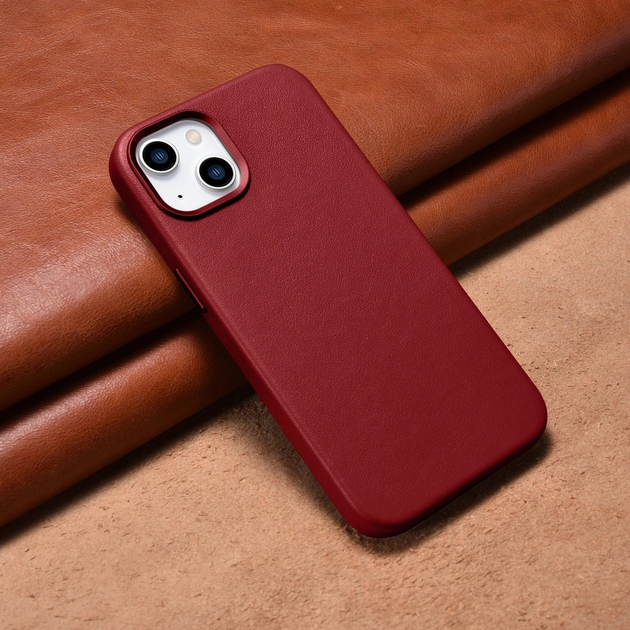 Панель iCarer Real Cowhide Premium Leather Magsafe для Apple iPhone 14 Plus Red (WMI14220707-RD) - зображення 13