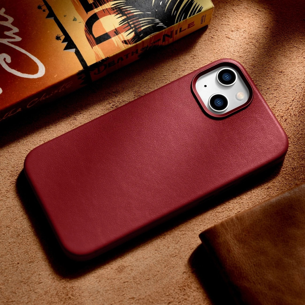 Панель iCarer Real Cowhide Premium Leather Magsafe для Apple iPhone 14 Plus Red (WMI14220707-RD) - зображення 15