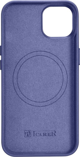 Панель iCarer Real Cowhide Premium Leather Magsafe для Apple iPhone 14 Plus Light Purple (WMI14220707-LP) - зображення 3