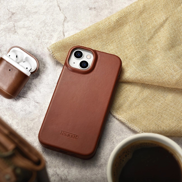 Чохол-книжка iCarer Curved Edge Oil Wax Real Leather Folio Case для Apple iPhone 14 Plus Retro Brown (AKI14220707-BN) - зображення 18