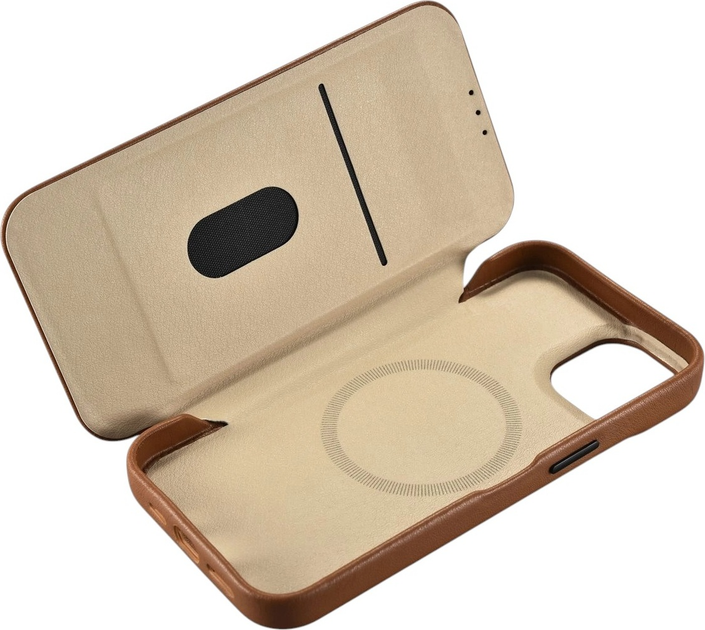 Чохол-книжка iCarer Curved Edge Real Cowhide Premium Leather Folio Case для Apple iPhone 14 Plus Brown (WMI14220715-BN) - зображення 14