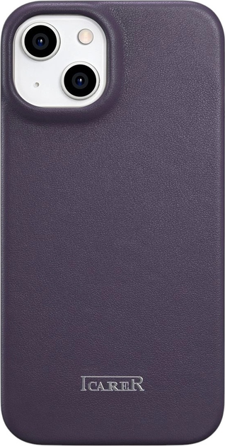 Чохол-книжка iCarer Curved Edge Real Cowhide Premium Leather Folio Case для Apple iPhone 14 Plus Dark Purple (WMI14220715-BN) - зображення 3