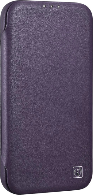 Чохол-книжка iCarer Curved Edge Real Cowhide Premium Leather Folio Case для Apple iPhone 14 Plus Dark Purple (WMI14220715-BN) - зображення 4