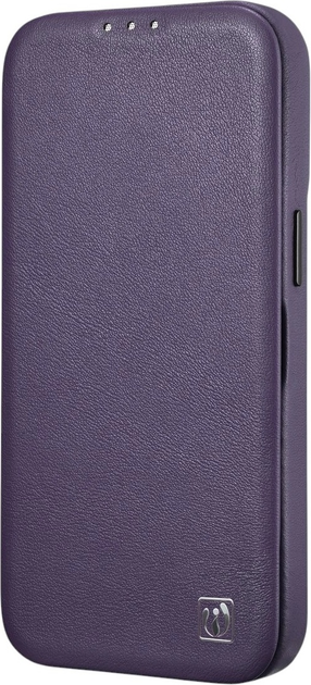 Чохол-книжка iCarer Curved Edge Real Cowhide Premium Leather Folio Case для Apple iPhone 14 Plus Dark Purple (WMI14220715-BN) - зображення 5