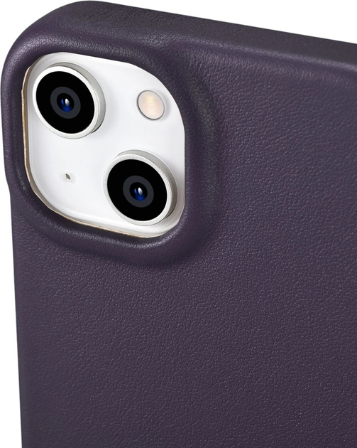 Чохол-книжка iCarer Curved Edge Real Cowhide Premium Leather Folio Case для Apple iPhone 14 Plus Dark Purple (WMI14220715-BN) - зображення 9