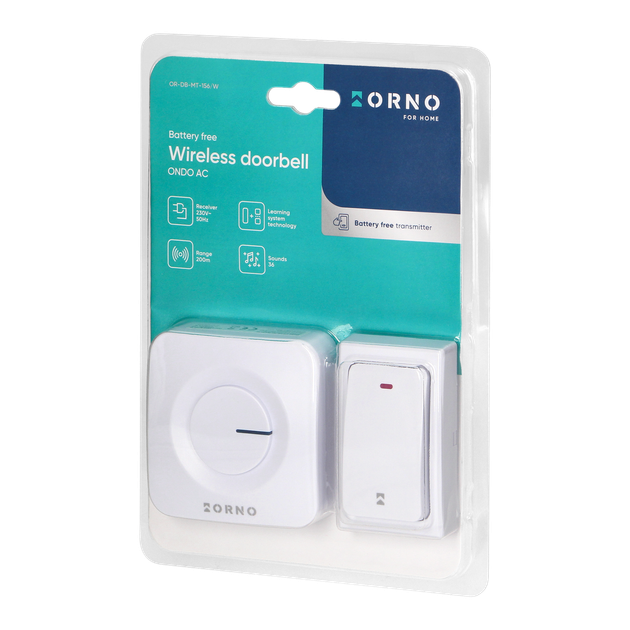 Звонок ONDO AC беспроводной 36 тоновый белый OR-DB-MT-156/W ORNO - Фото 2 Звонок ONDO AC беспроводной 36 тоновый белый OR-DB-MT-156/W ORNO - изображение 2
