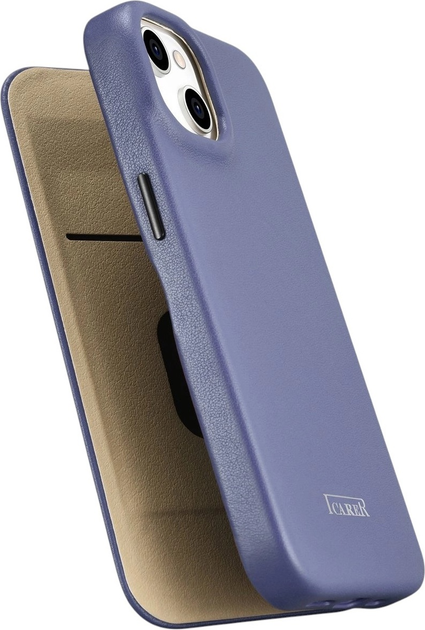 Etui z klapką iCarer Curved Edge Real Cowhide Premium Leather Folio Case do Apple iPhone 14 Plus Light Purple (WMI14220715-LP) - obraz 8