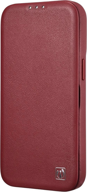 Чохол-книжка iCarer Curved Edge Oil Wax Real Leather Folio Case для Apple iPhone 14 Pro Max Red (WMI14220716-RD) - зображення 5