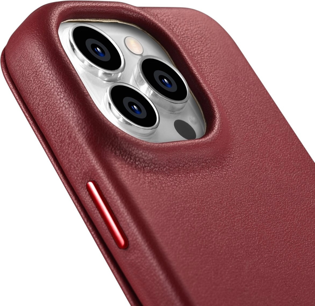 Чохол-книжка iCarer Curved Edge Oil Wax Real Leather Folio Case для Apple iPhone 14 Pro Max Red (WMI14220716-RD) - зображення 11
