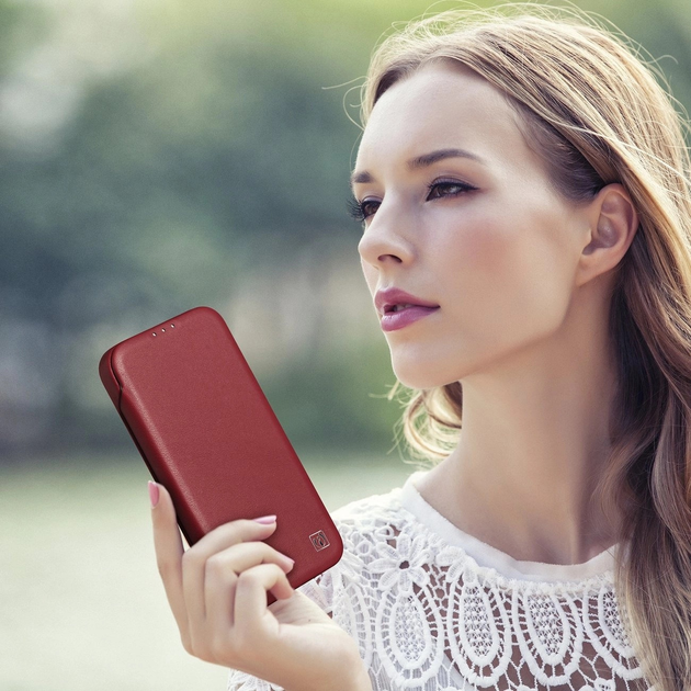 Чохол-книжка iCarer Curved Edge Oil Wax Real Leather Folio Case для Apple iPhone 14 Pro Max Red (WMI14220716-RD) - зображення 20